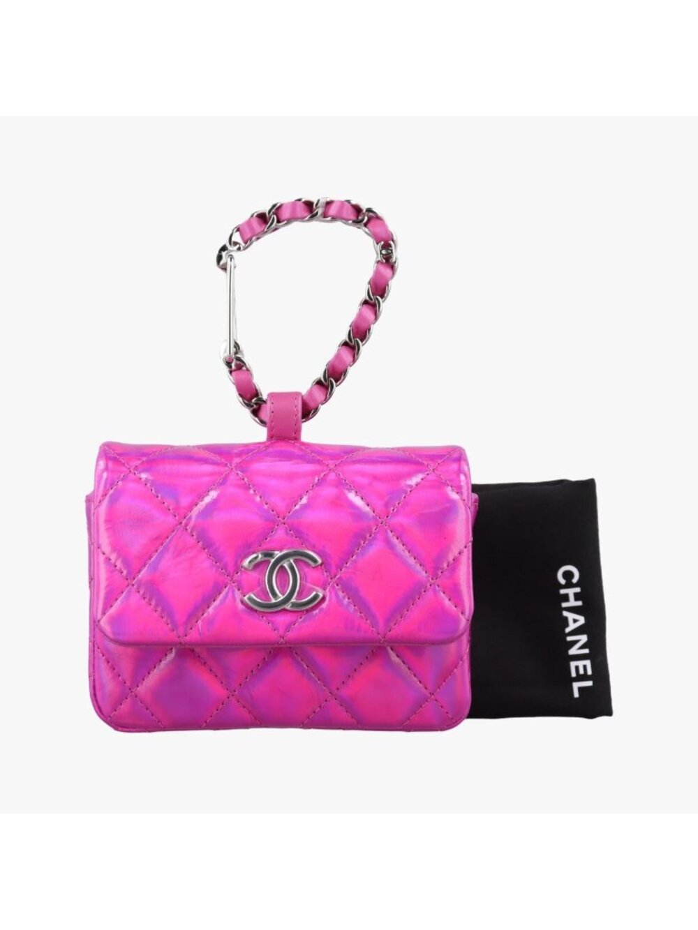 Chanel Quilted CC Logo Years Rose Red Patent